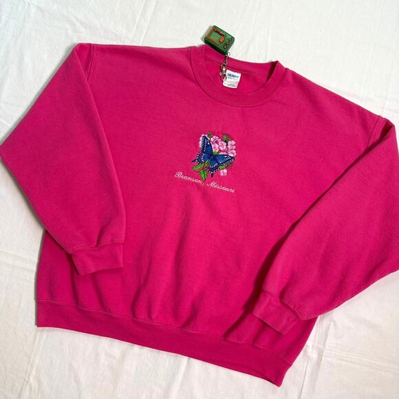2000's Embroidered Butterfly Branson Sweatshirt - XL - Picture 1 of 4